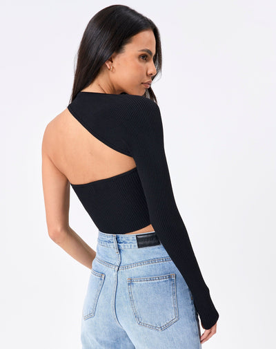 One Shoulder Asymmetrical Cut Out Crop Top