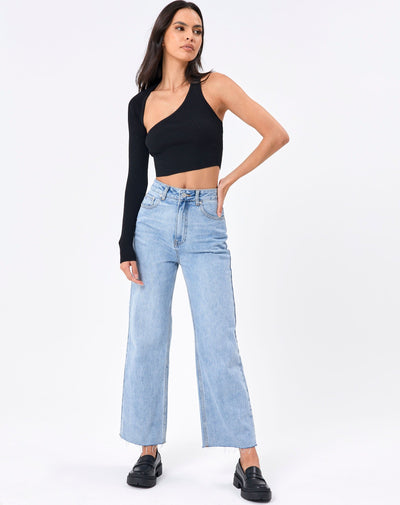 One Shoulder Asymmetrical Cut Out Crop Top