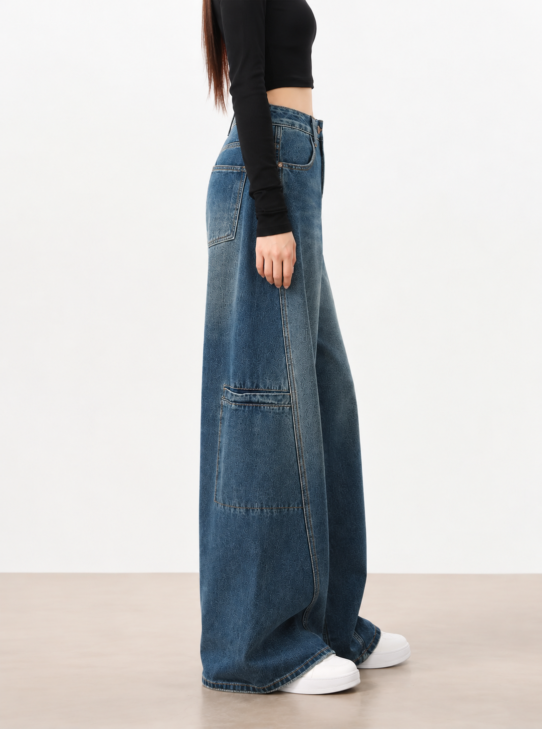 Blue Bare Minimum Wide Leg Jeans