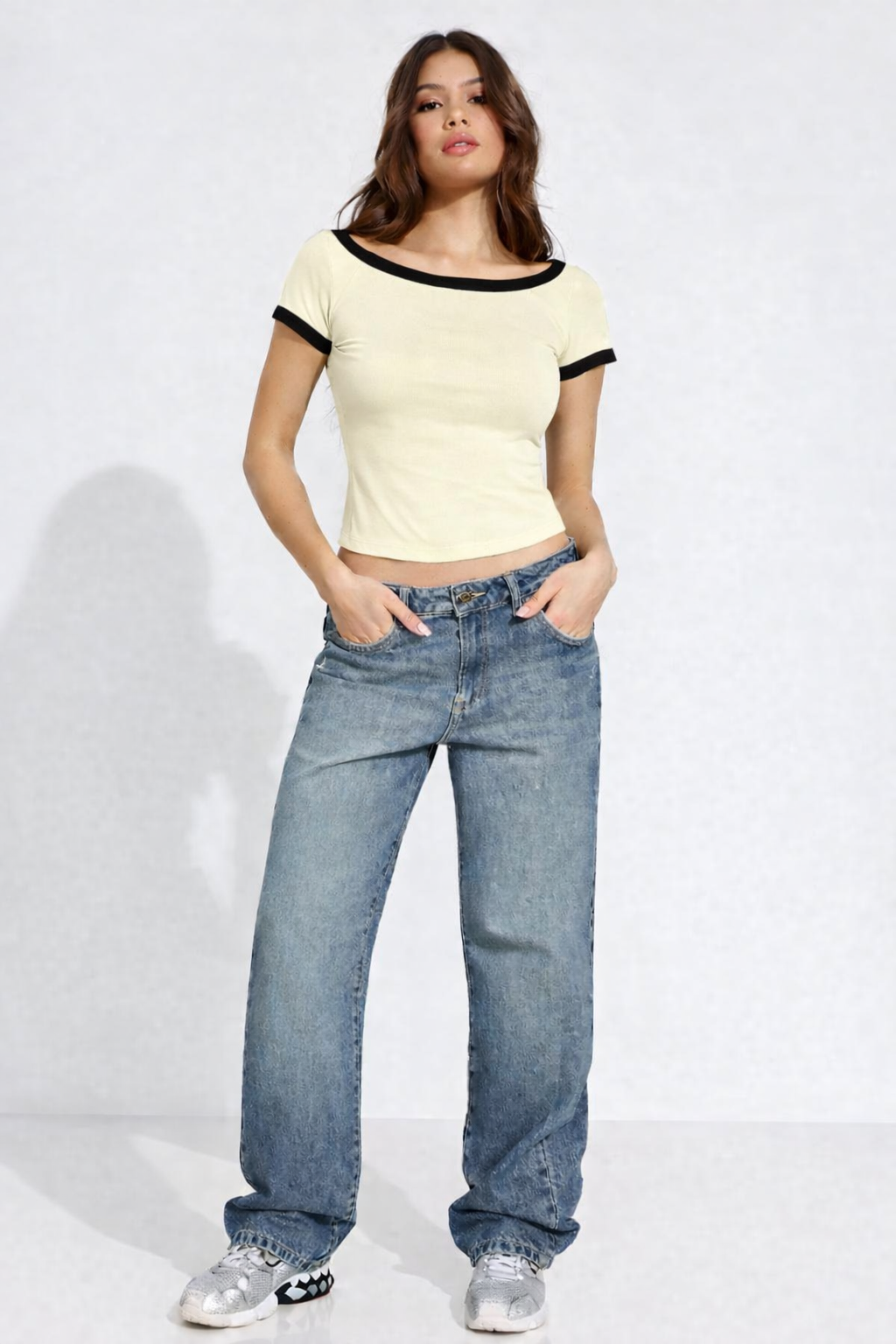 Contrast Soft Touch Scoop Neck Tee