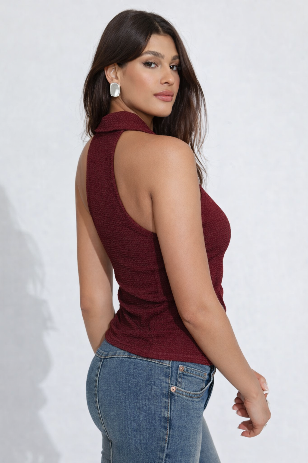 Collared Pin Up Vest Top
