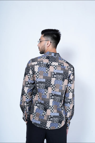 Patchwork Abstract Full Sleeves Shirt