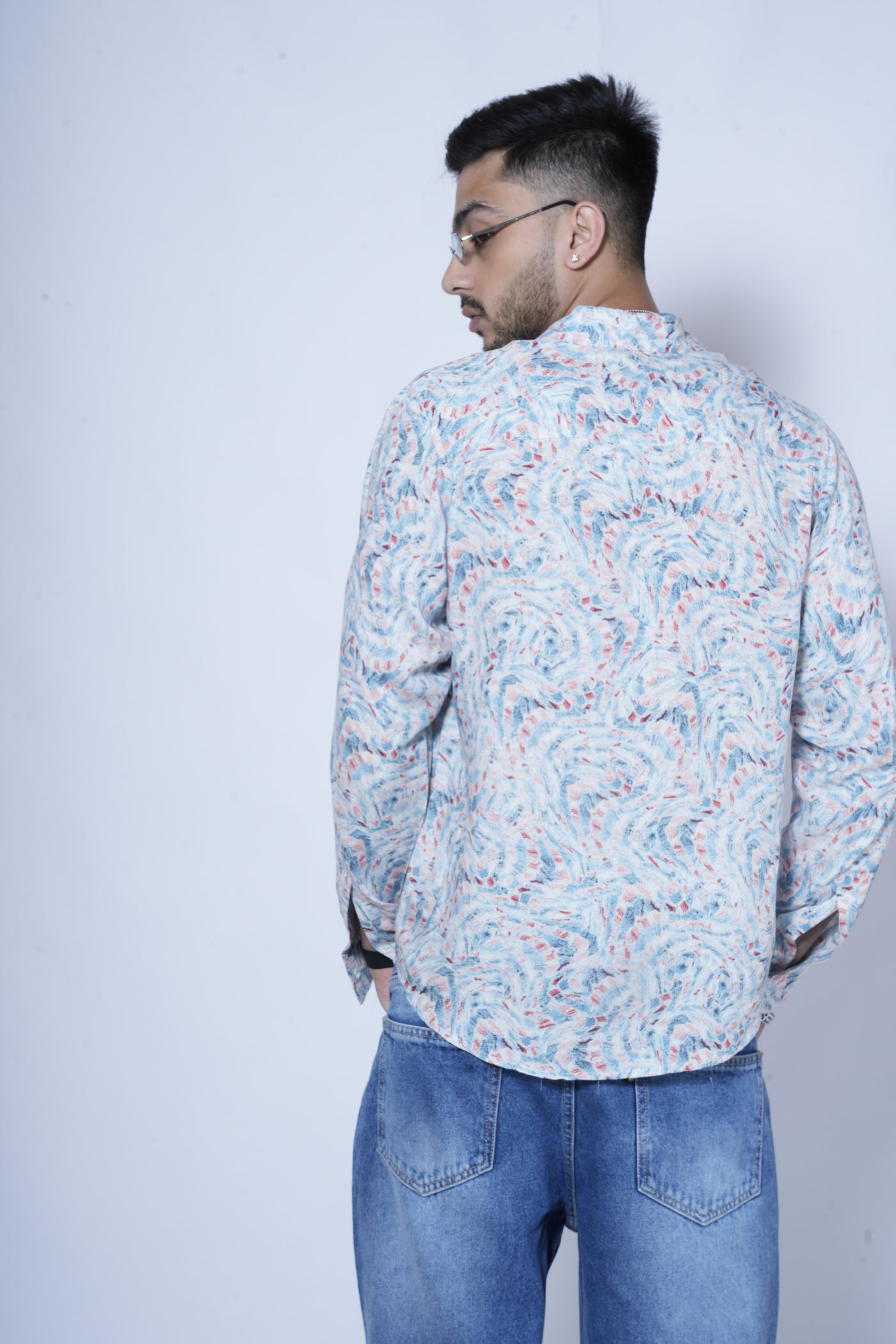 Blue Chaos Print Full Sleeves Shirt