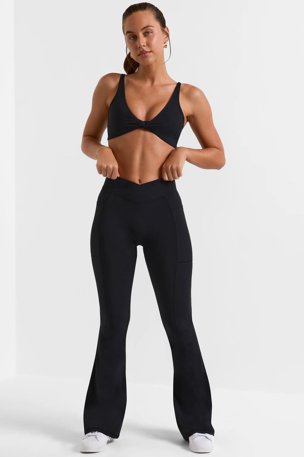 Flare Ruffle Workout Leggings Cross Waistband Flare Pocket Leggings Grey XLCross Waistband Flare Pocket Leggings Grey XL Off Duty