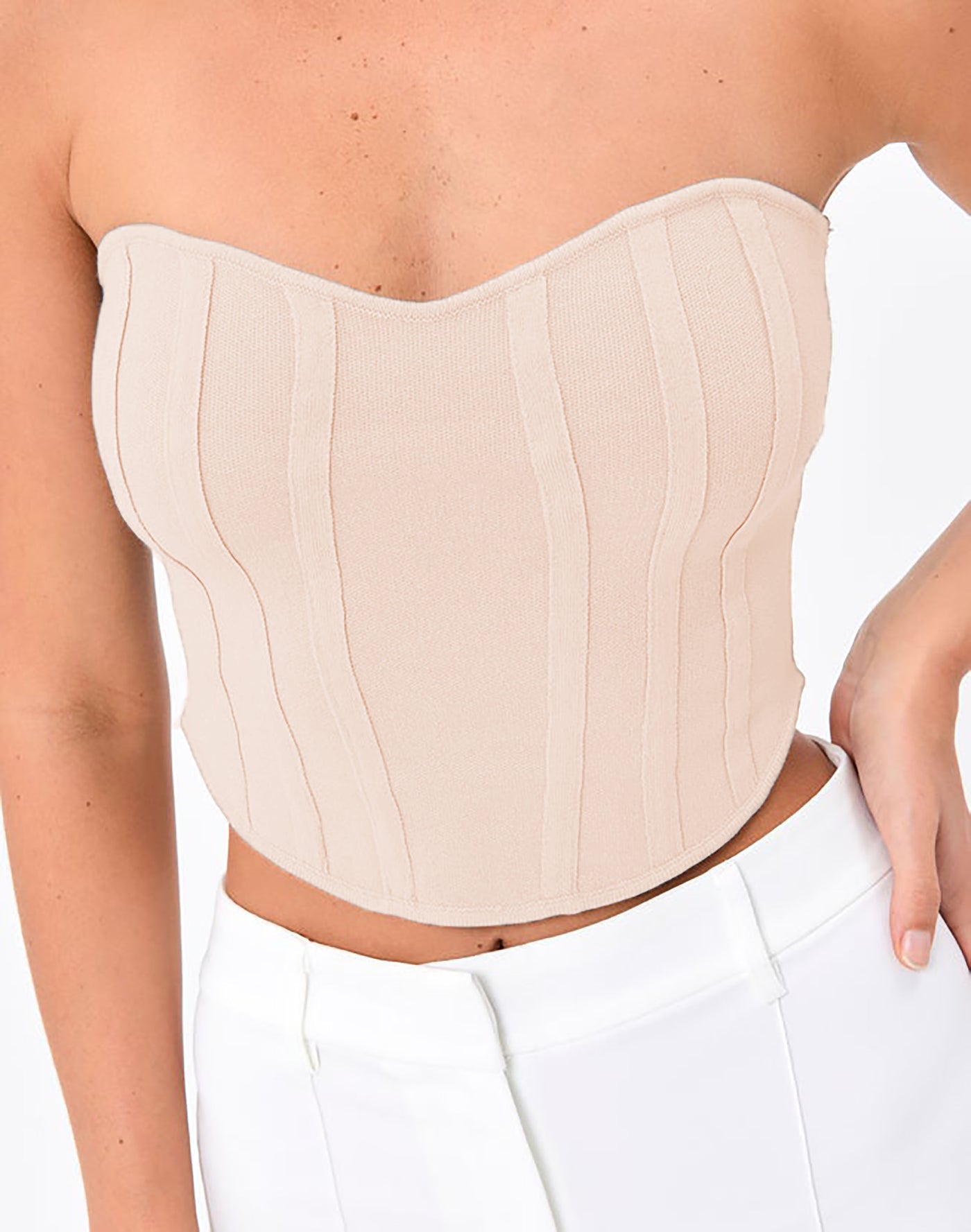 Ivory Bustier Corset Knit Top