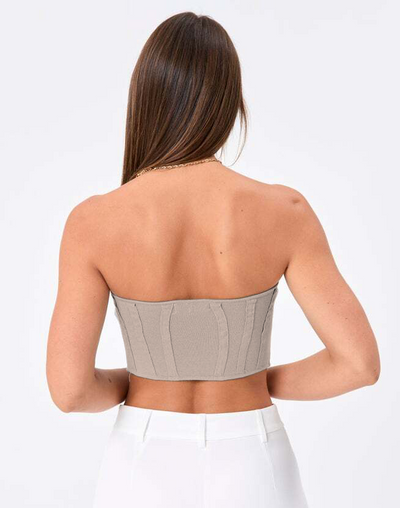 Grey Bustier Corset Knit Top