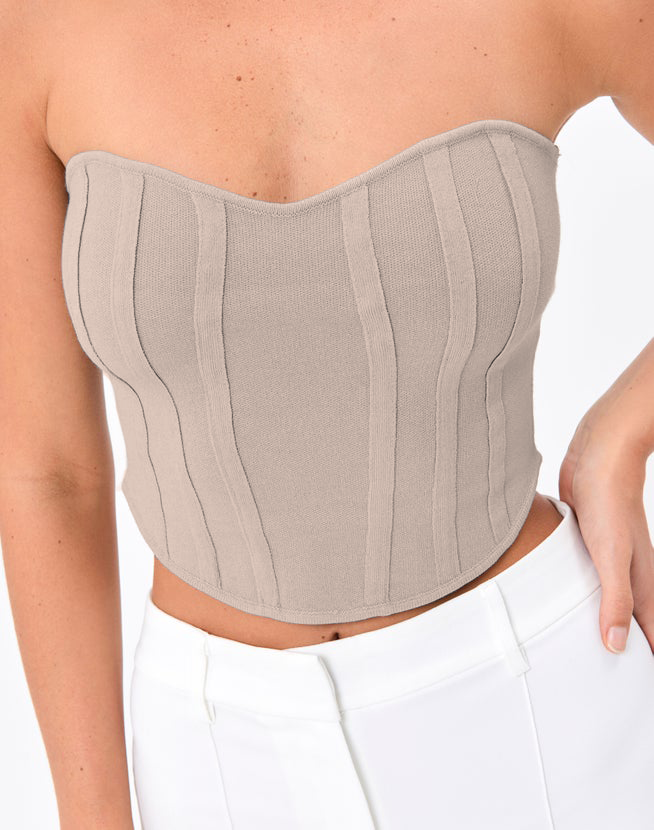 Grey Bustier Corset Knit Top