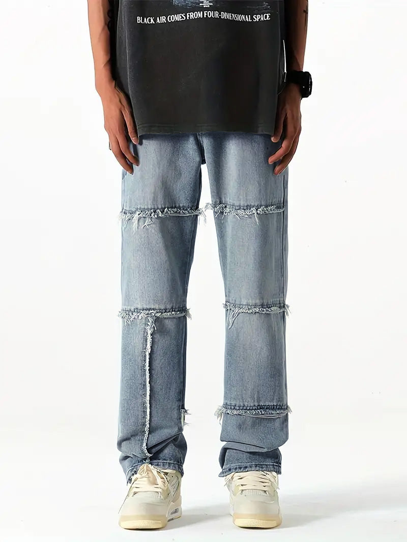 Casual Raw Trim Distressed Denim