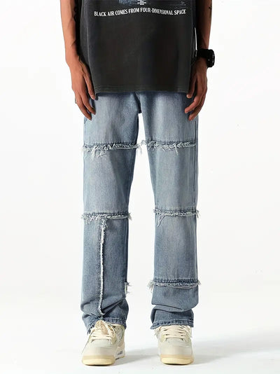 Casual Raw Trim Distressed Denim