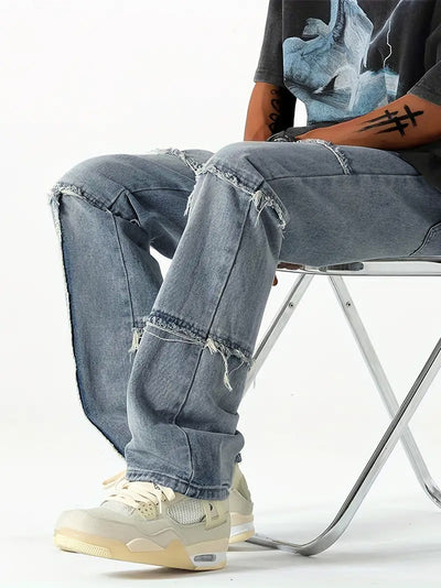 Casual Raw Trim Distressed Denim