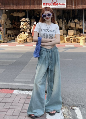 Sporty Glam Baggy Denim Joggers