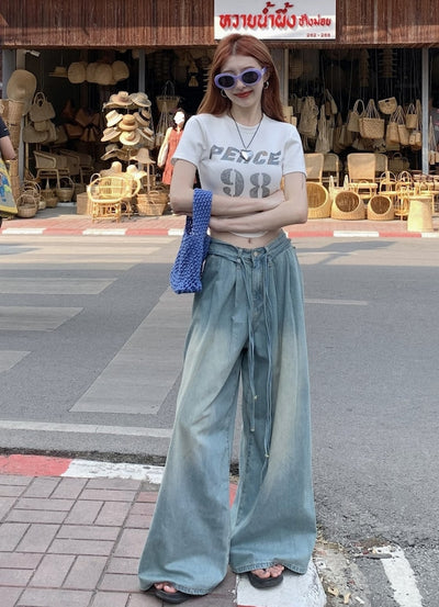 Sporty Glam Baggy Denim Joggers