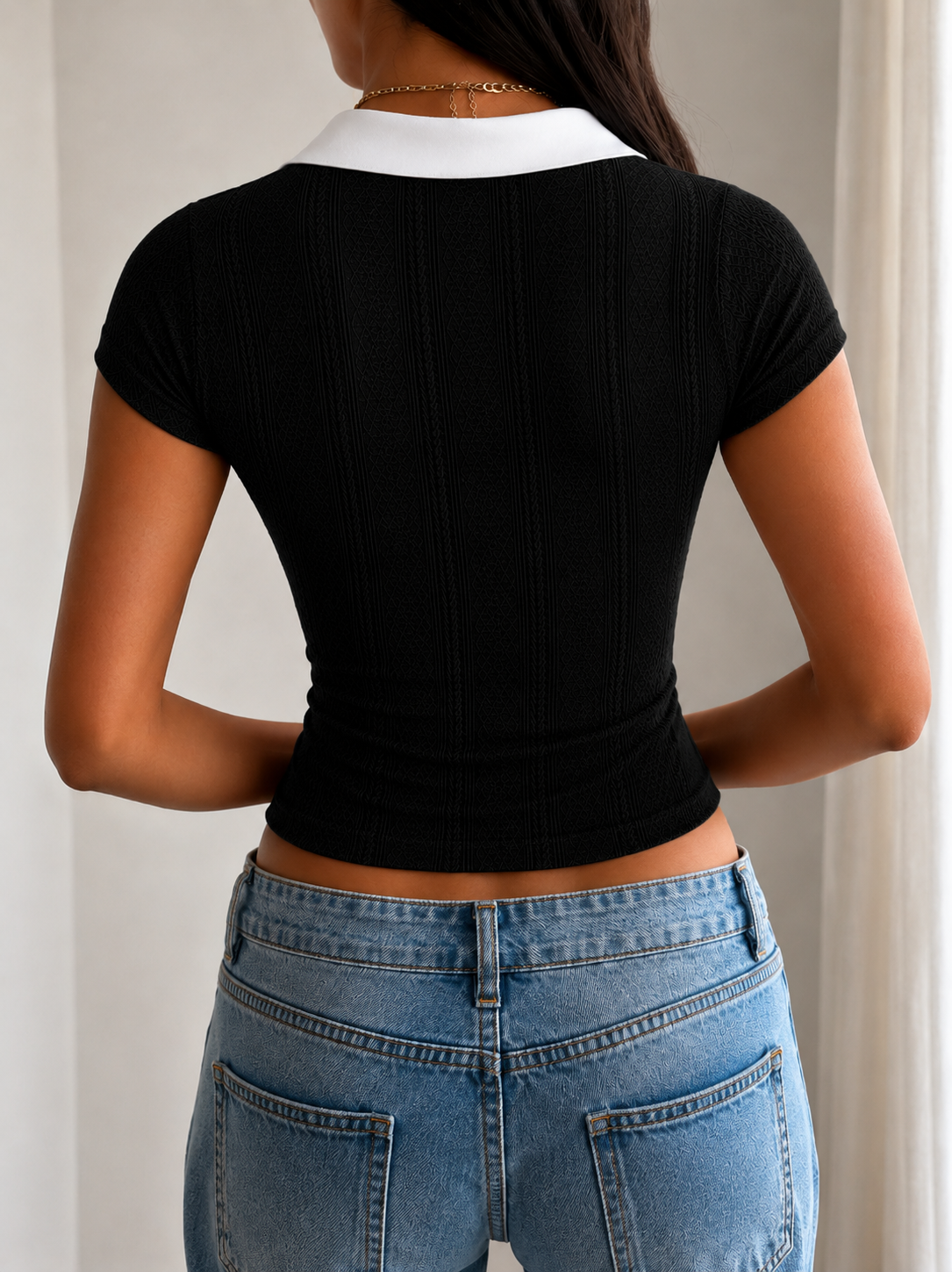 Layer Up Shirt-Detail Knit Top