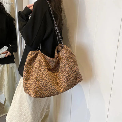 Animal Print Shopper Chain Tote Bag