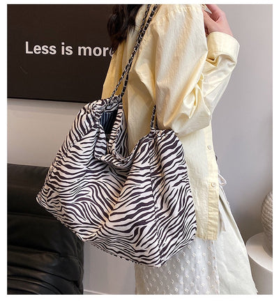 Animal Print Shopper Chain Tote Bag