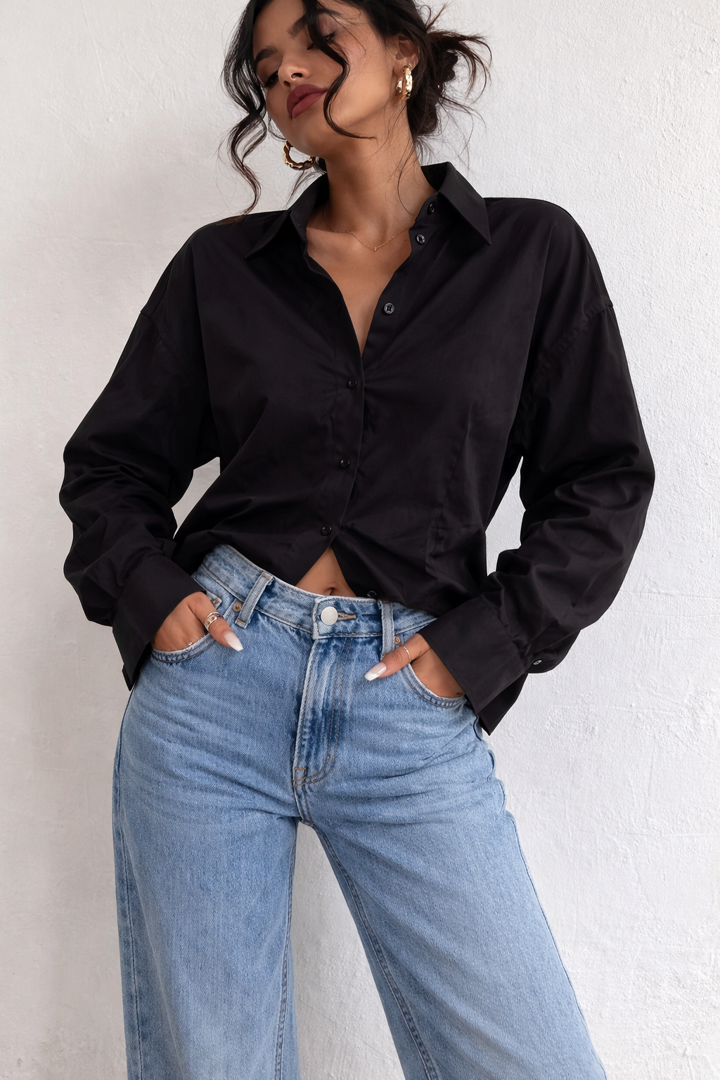 Boyfriend Oversized Tie Up Shirt