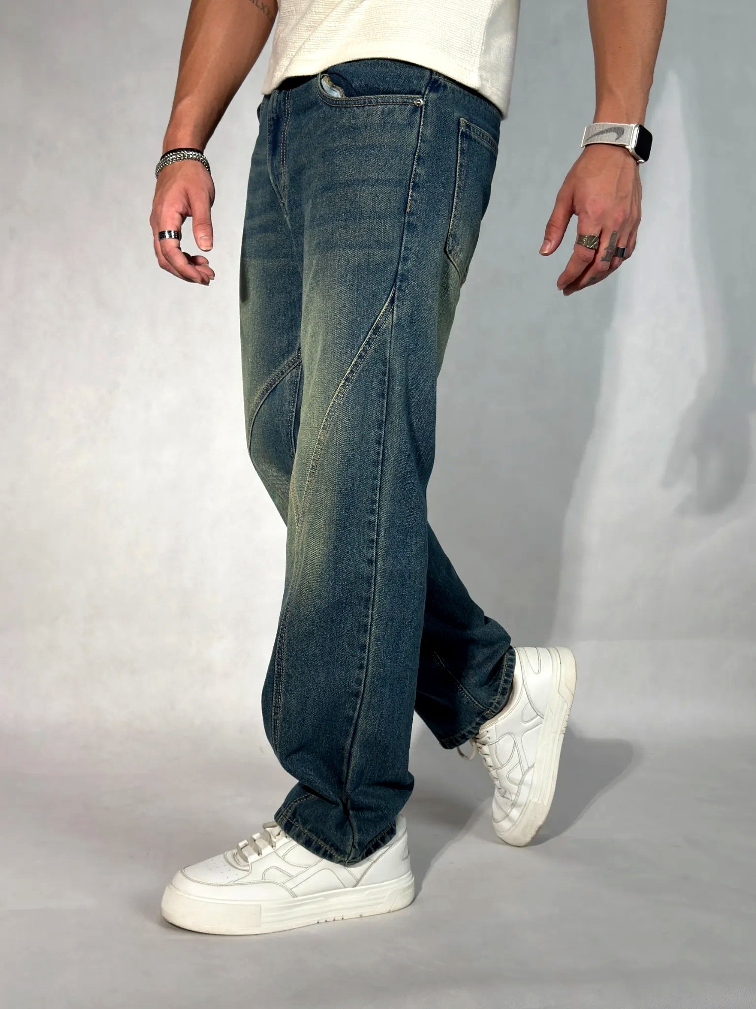 Subtle Fade Blue Straight Fit Jeans