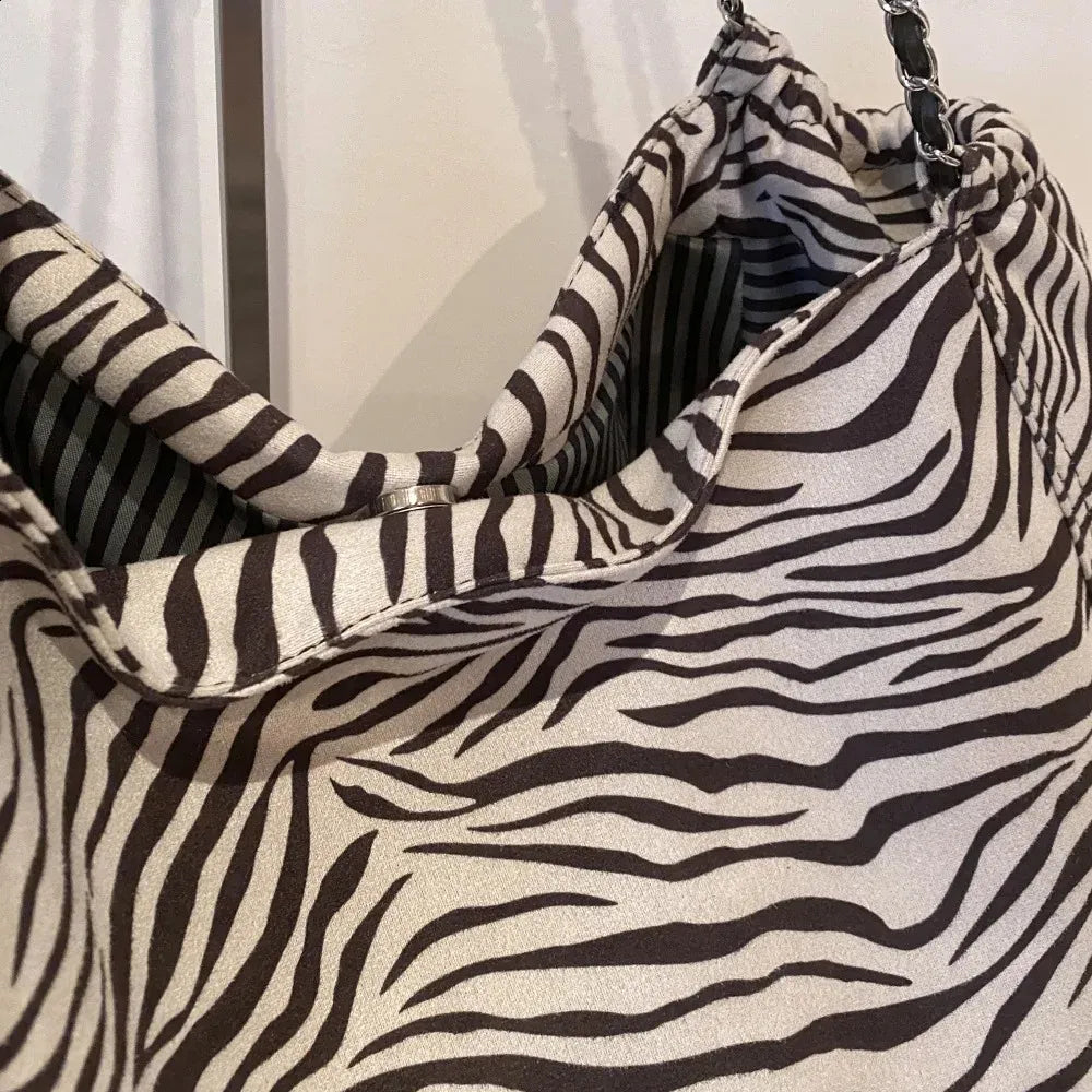 Animal Print Shopper Chain Tote Bag