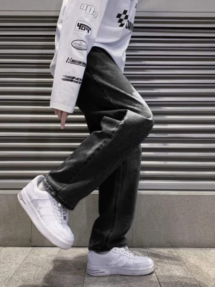 Ash Black Baggy Fit Rigid Jeans