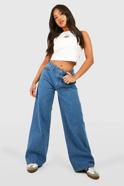 Wide Leg High Rise Jeans