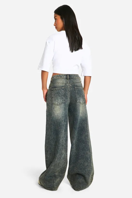 Deep Shadow Wash Wide Jeans