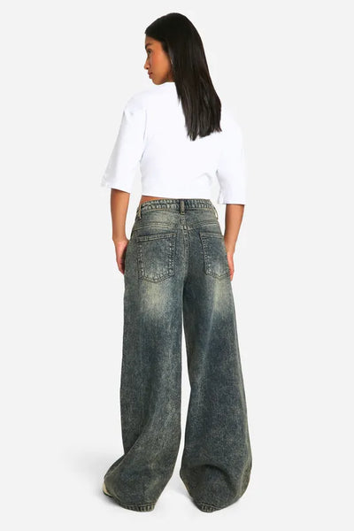 Deep Shadow Wash Wide Jeans