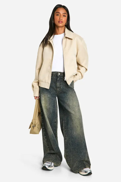 Deep Shadow Wash Wide Jeans