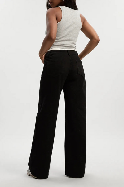 Black Wide Leg High Rise Jeans