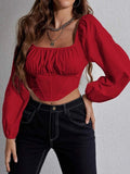 Ruched Square Neck Corset Top