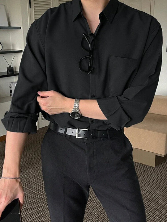 Men baggy fit Korean style shirt - Main Image