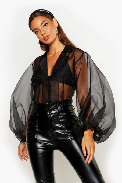 Chic Ballon Sleeves Organza Shirt