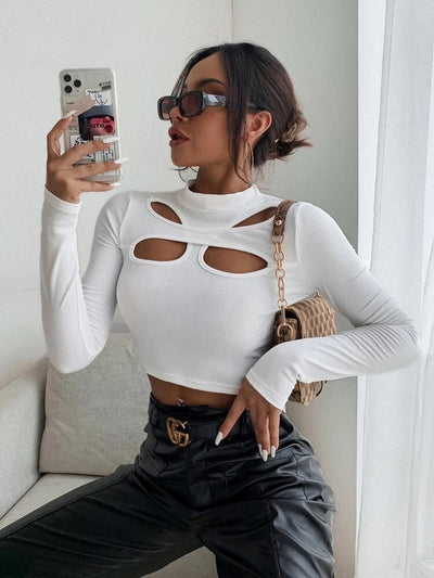 Fancy White Cut Out Top