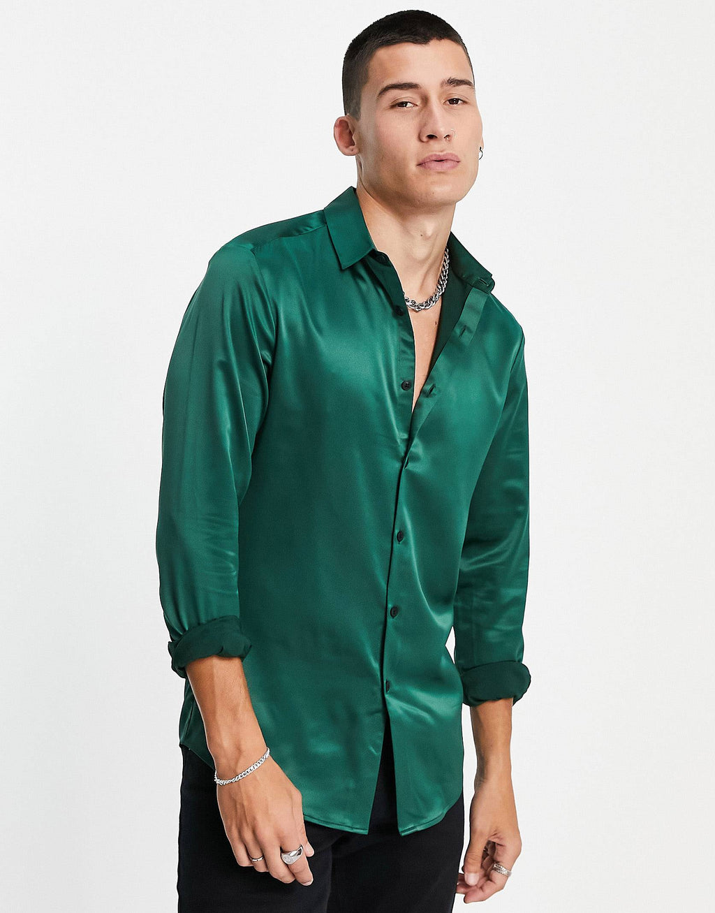 Party Button Up Satin Shirt
