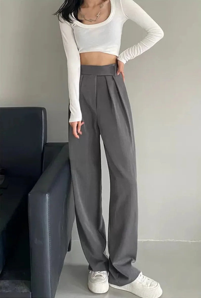 Hnewly Wide leg jeans women's spring and summer high waist loose straight  leg trousers with draping full lengh pants jeans 2024 new | Straight leg  trousers, Women jeans, Wide leg jeans