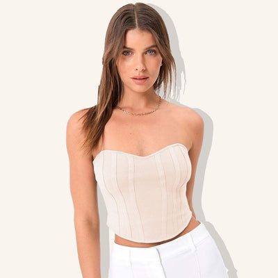 Ivory Bustier Corset Knit Top