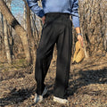Vintage Linen High Waist Straight Fit Trousers