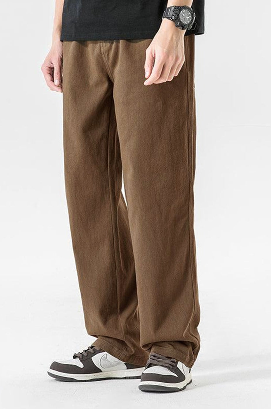 Mud Brown Baggy Fit Straight Leg Jeans