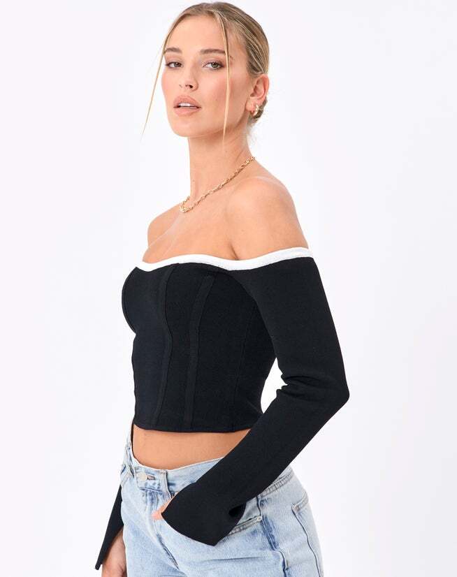 Black Off Shoulder Corset Top