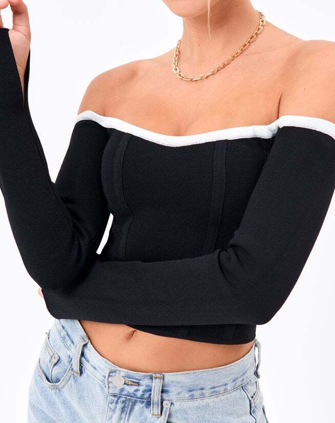 Black Off Shoulder Corset Top