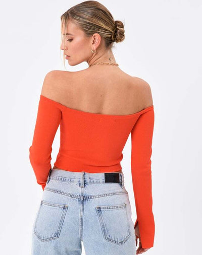 Orange Off Shoulder Corset Top