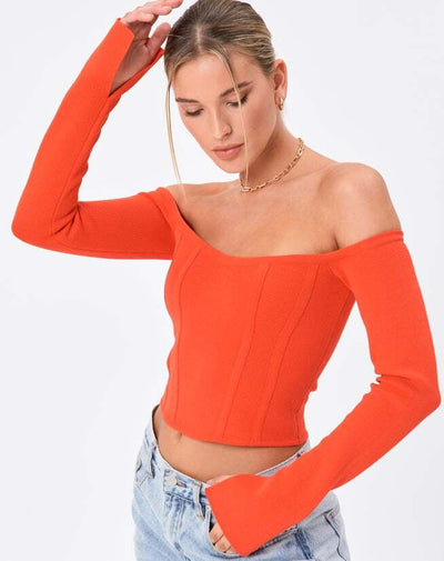 Orange Off Shoulder Corset Top