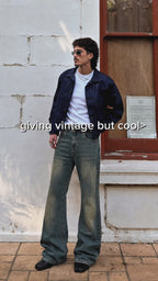 Blue Washed Burn Bootcut Jeans