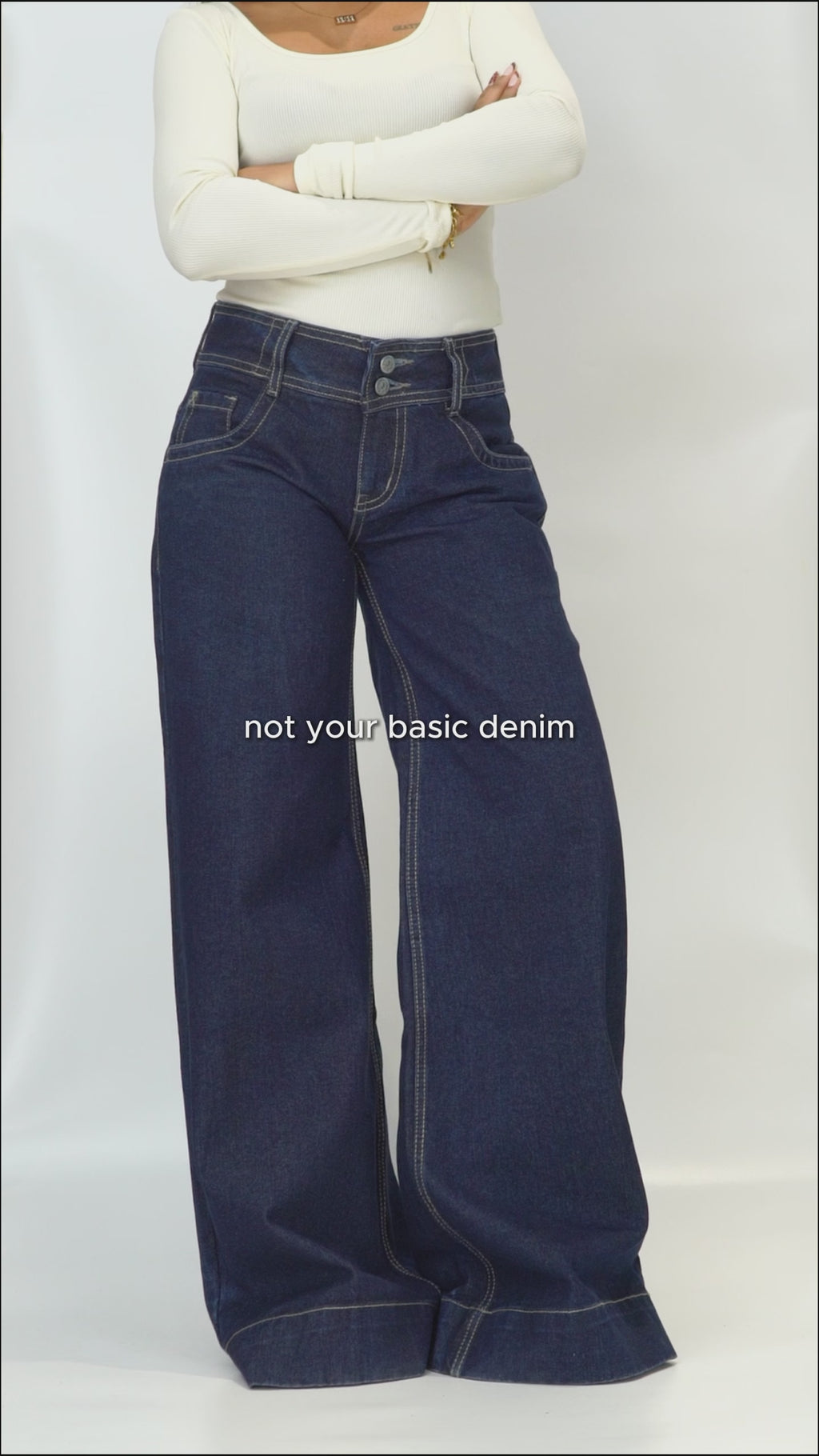 Bold Blue Low Waist Wide Leg Jeans