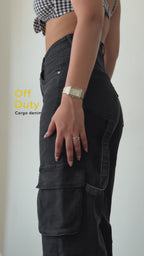 So Black Pocket Details High Waist Cargo Jeans