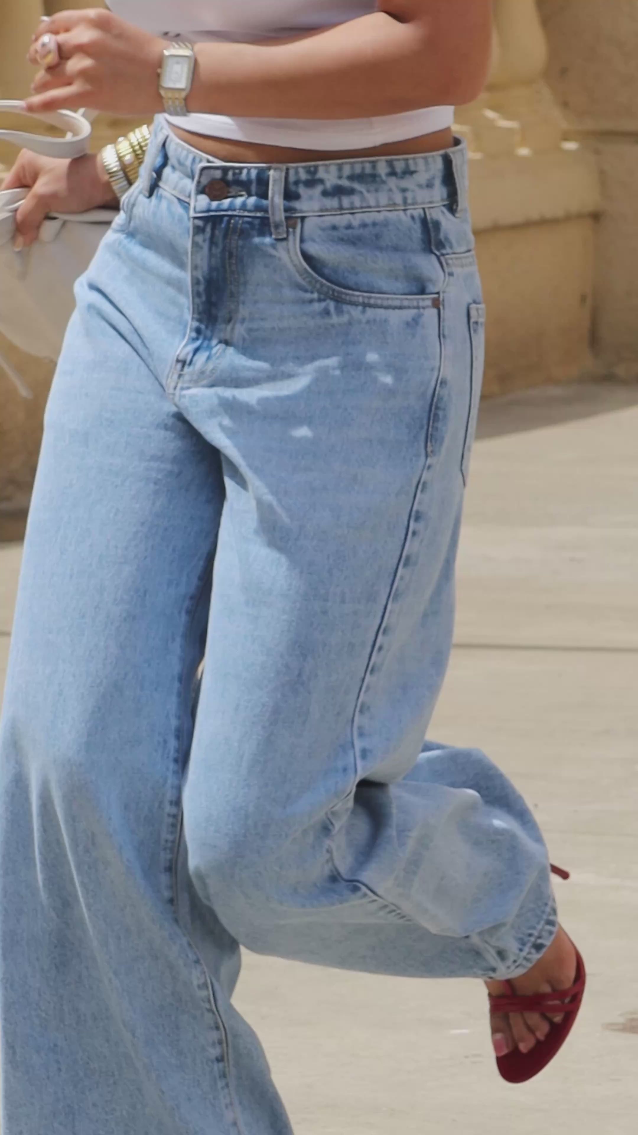 Malibu Blue Fade Wide Jeans