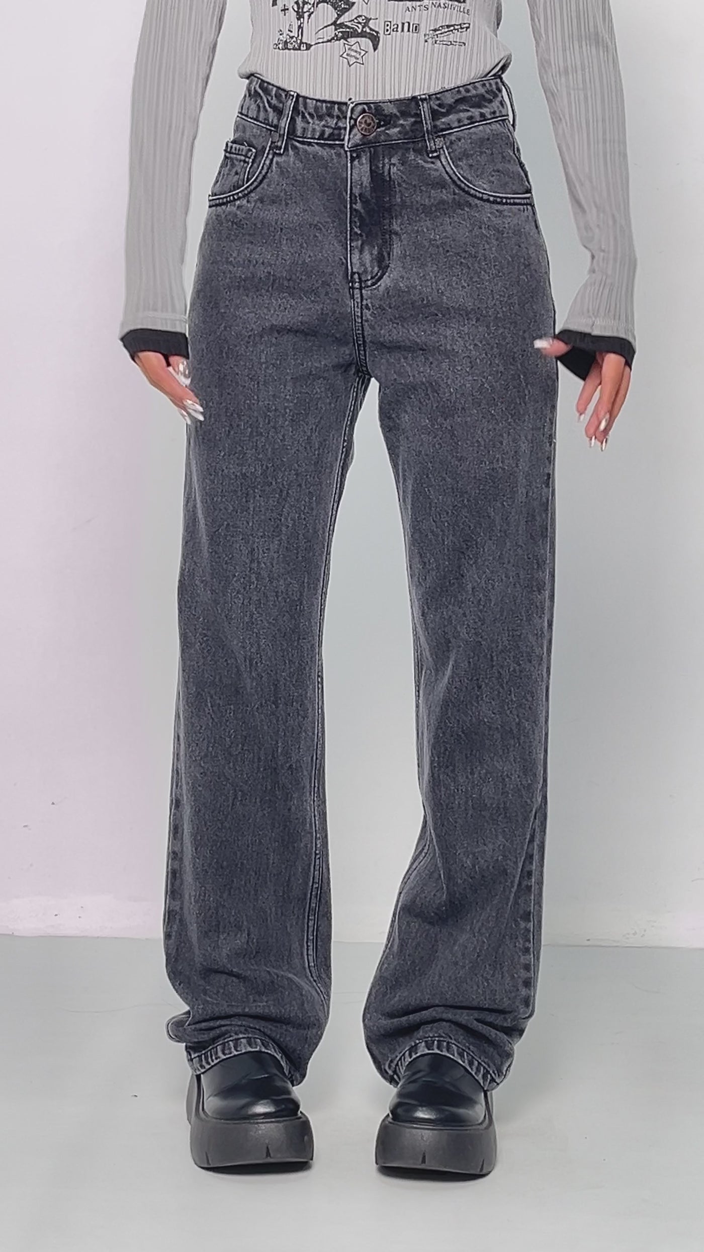 Charcoal Grey Straight Fit Jeans