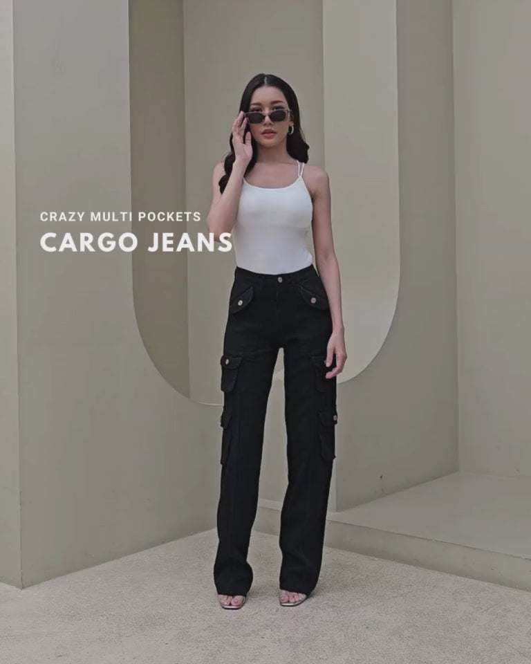Crazy Multi Pockets Baggy Cargo Jeans