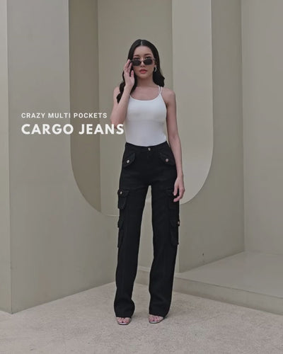 Crazy Multi Pockets Baggy Cargo Jeans