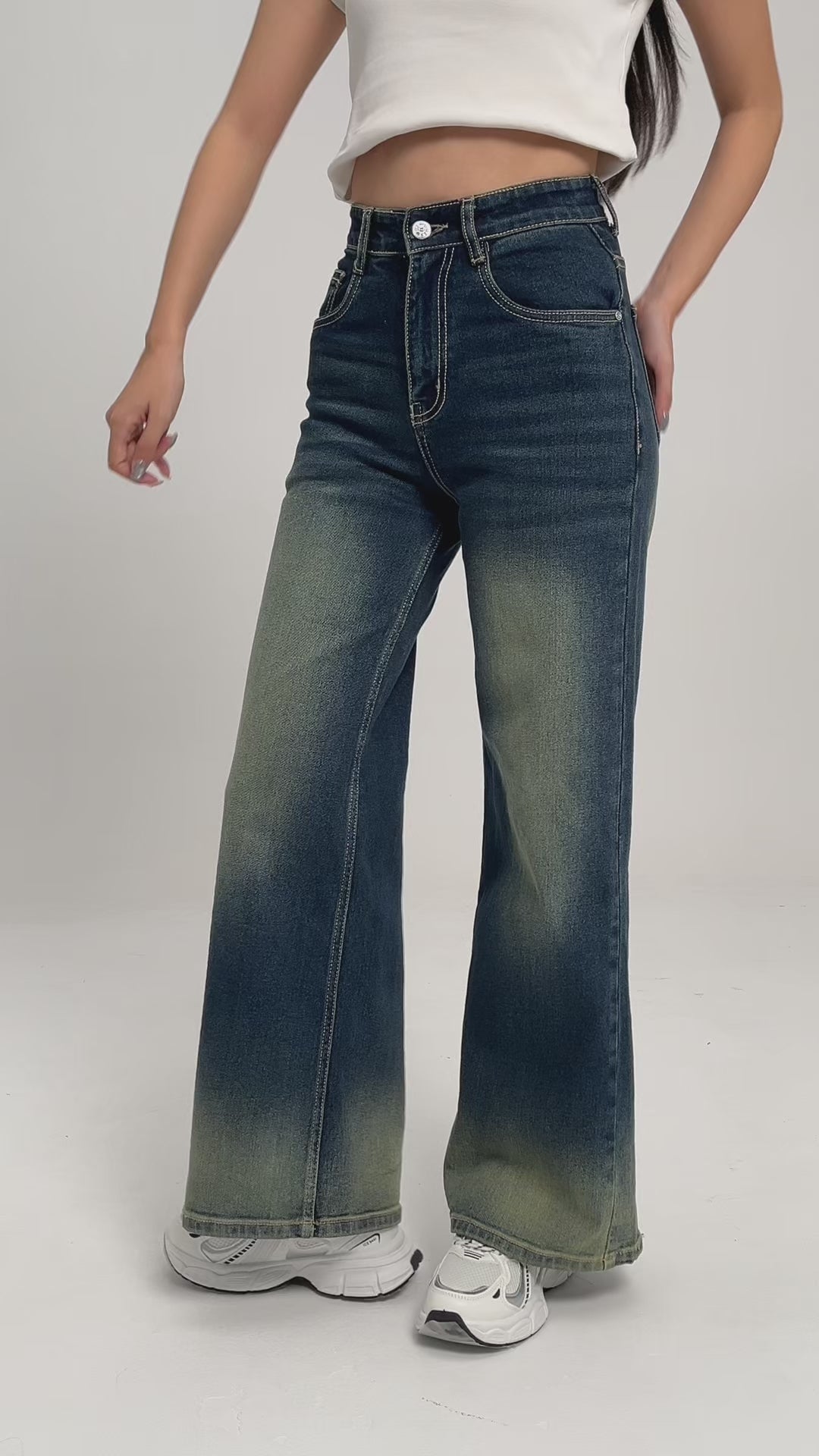Sun-Burst Blue Wide Leg Jeans