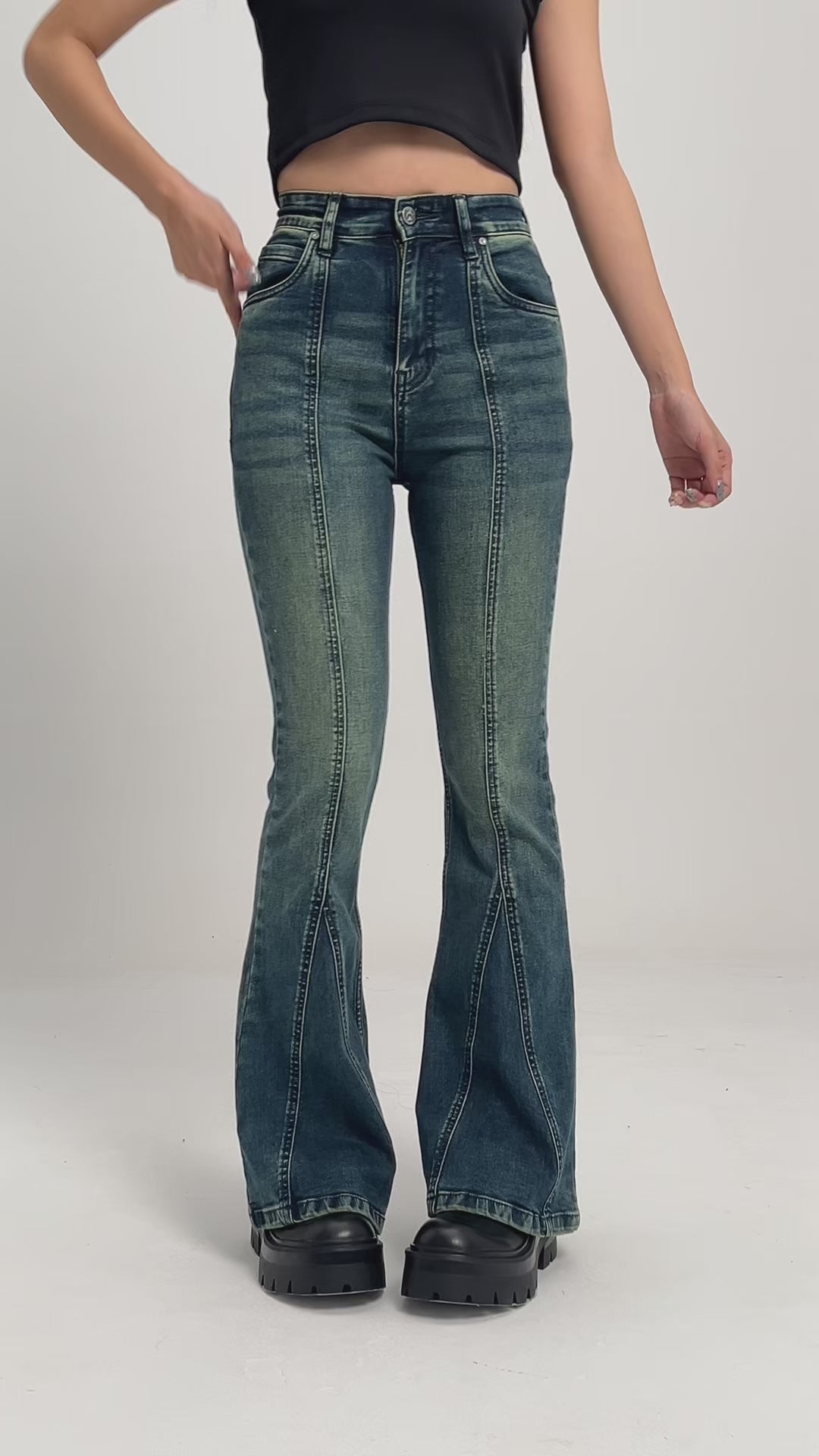 Bohemian Feels Raw Hem Stretch Flare Jeans